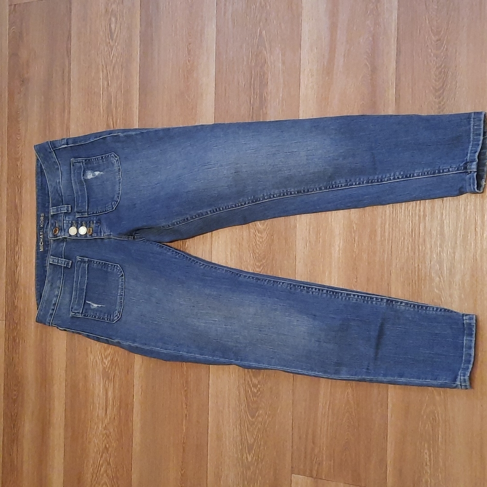 🔥🔥🔥SALE🔥🔥🔥Michael Kors Distressed Gold Buttons Jeans